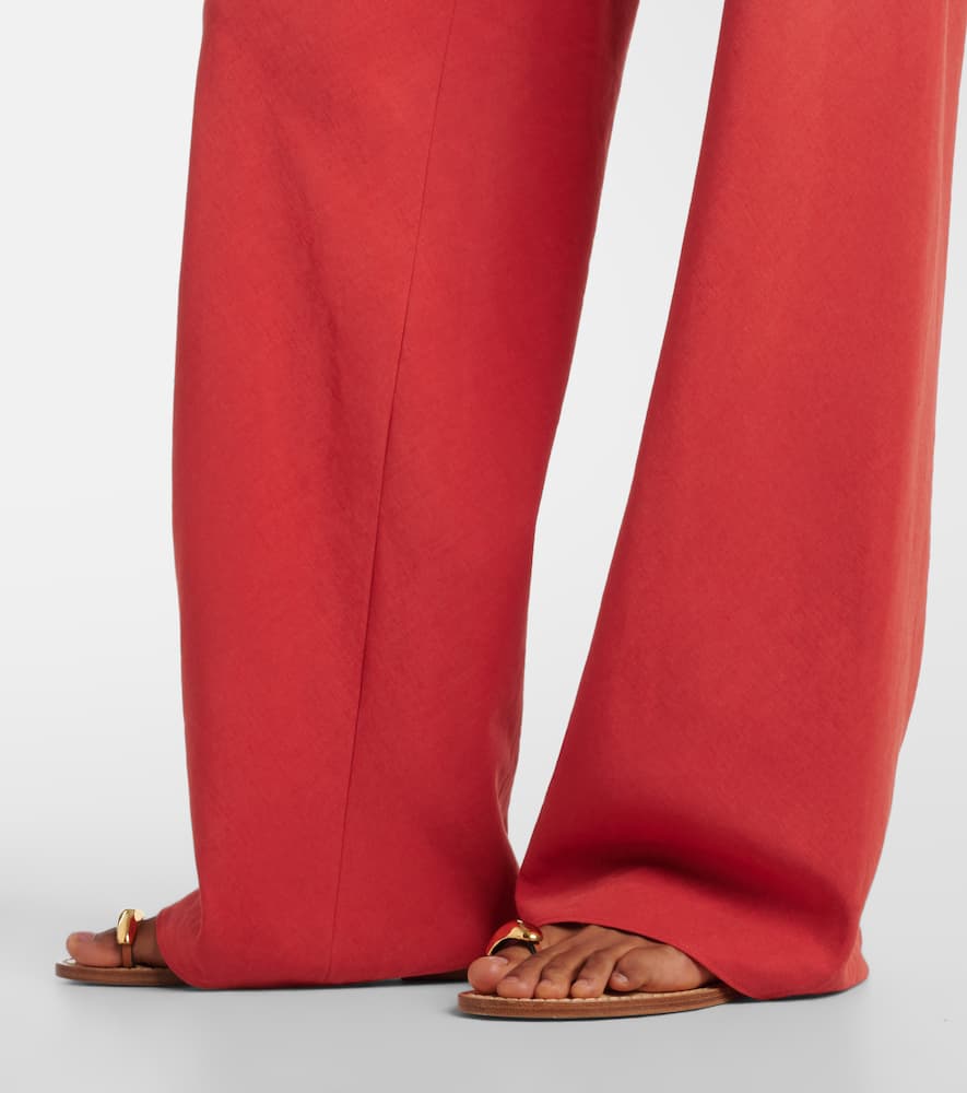Vince Cotton And Linen-blend Wide-leg Pants