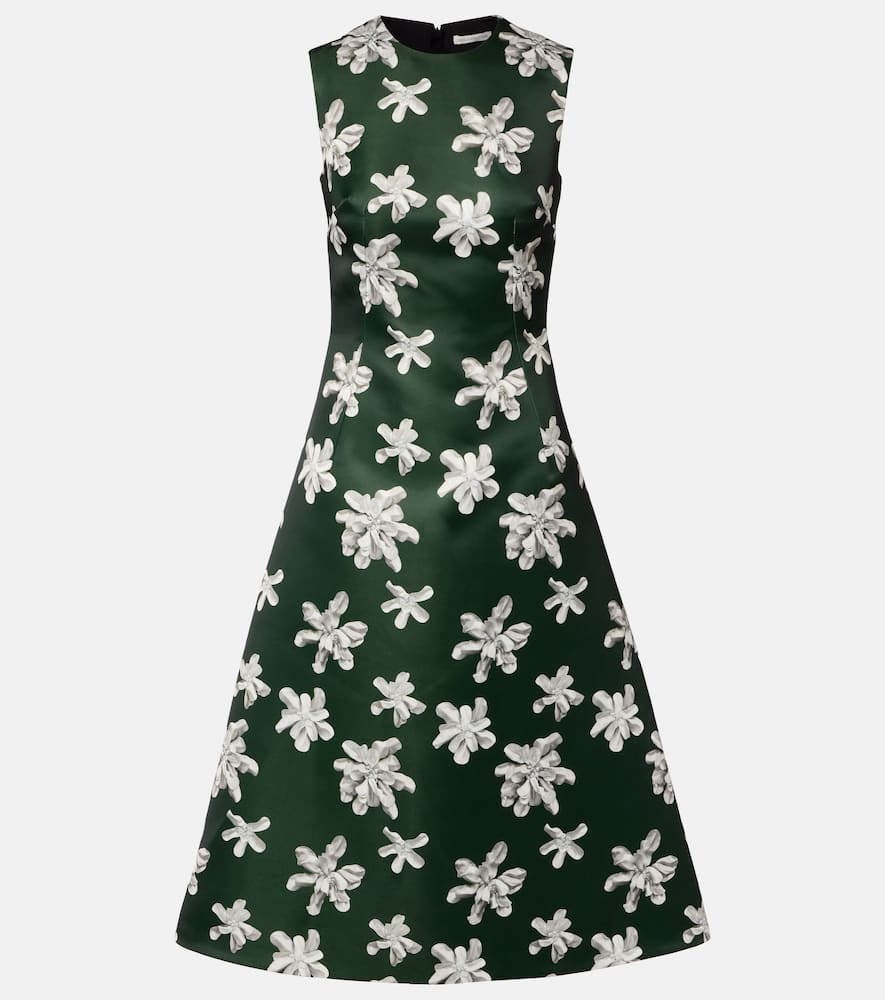 Emilia Wickstead Rumi Floral Genzianella Midi Dress In Green