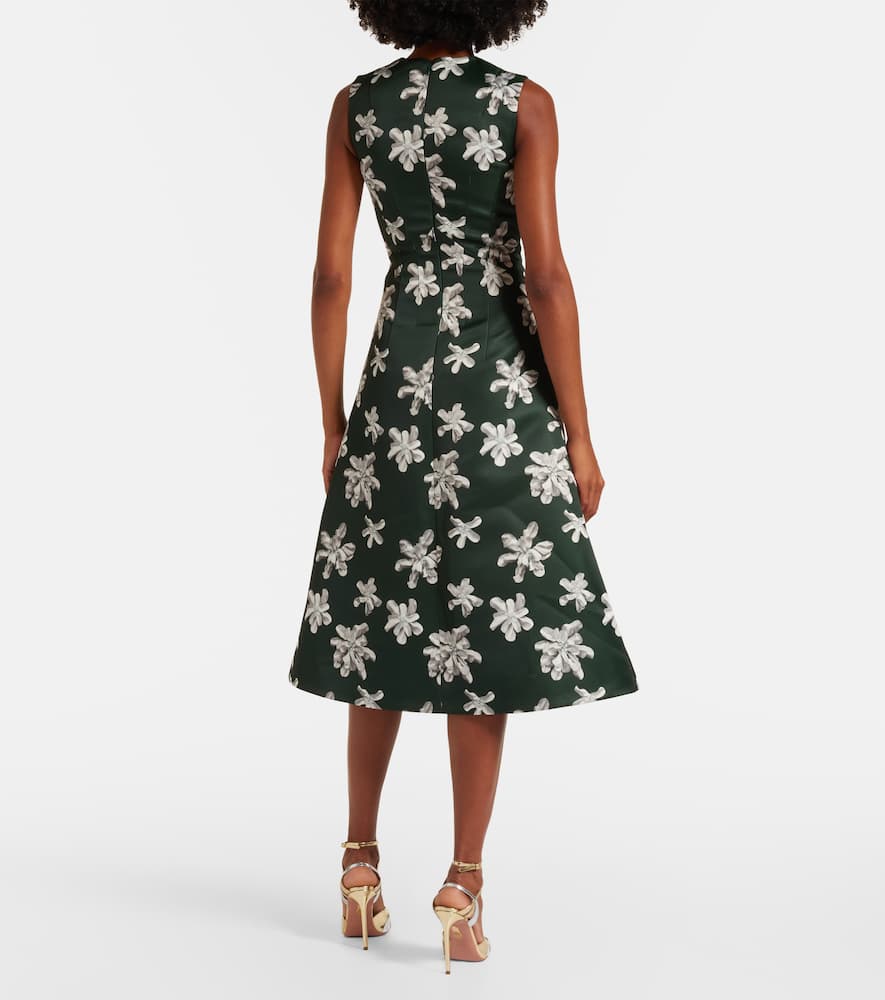 Emilia Wickstead Rumi Floral Genzianella Midi Dress In Green