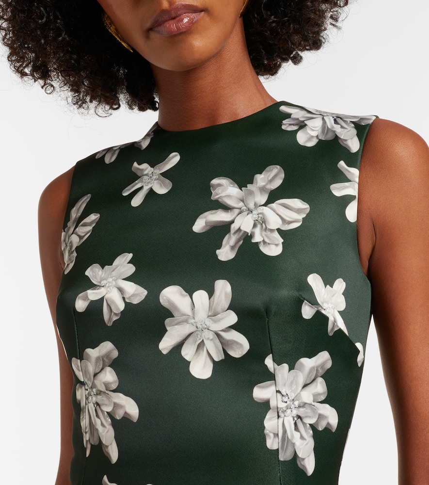 Emilia Wickstead Rumi Floral Genzianella Midi Dress In Green