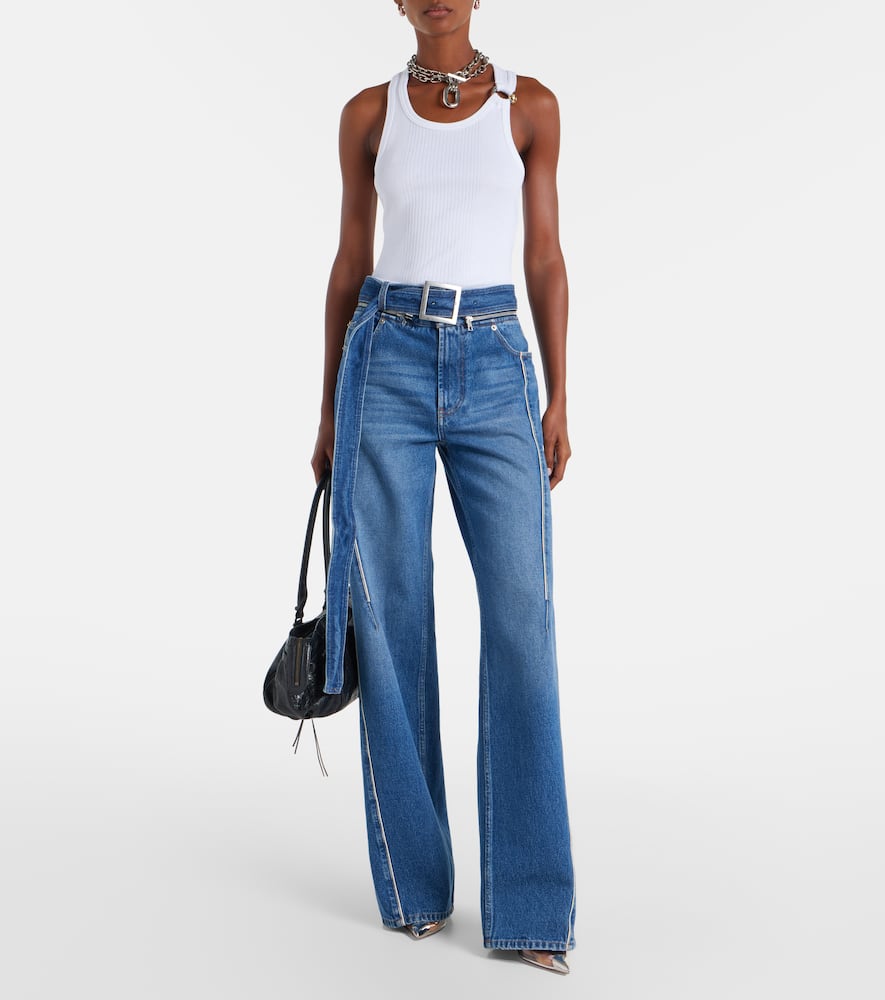 Jean Paul Gaultier Ribbed Texture Scoop Neck Sleeveless Top In White