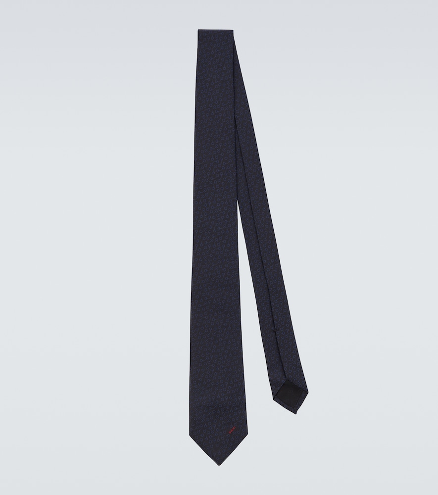Gucci Men's Blue Horsebit Silk Jacquard Tie