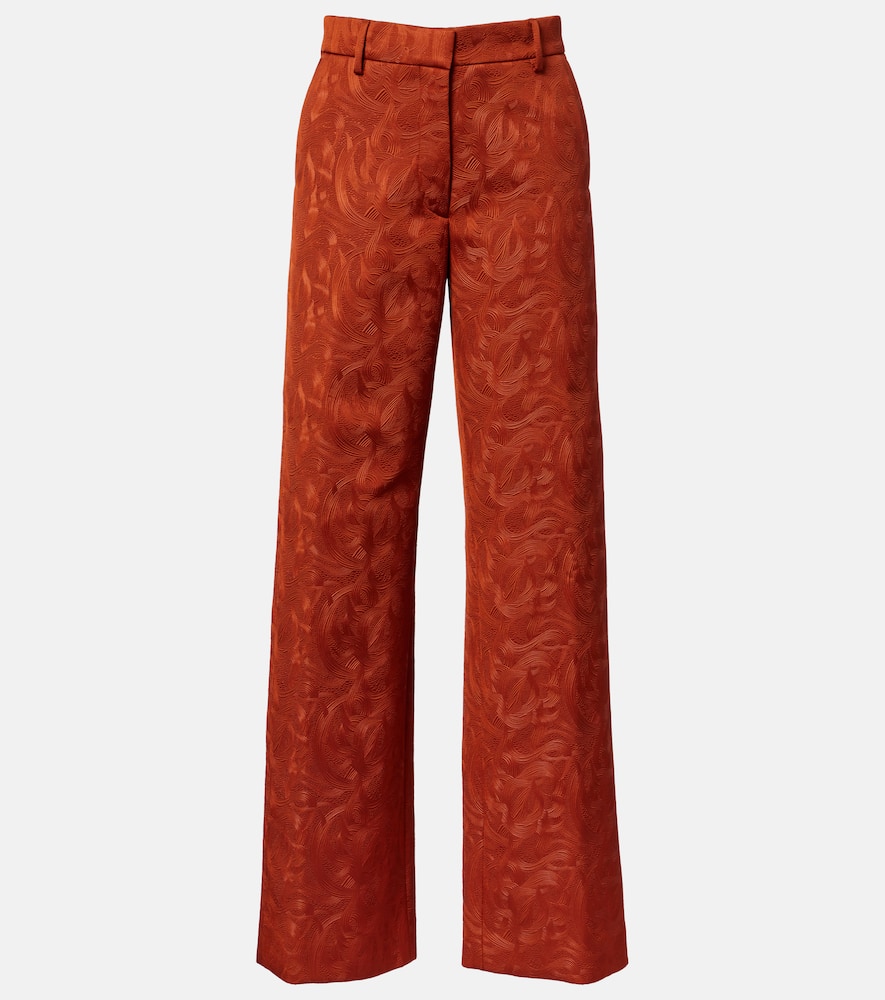Dries Van Noten Jacquard Straight Pants In Orange