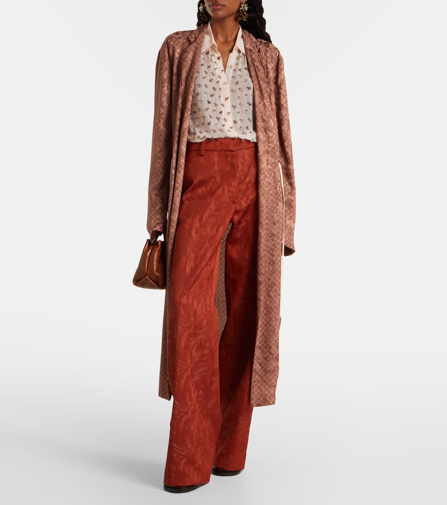 Dries Van Noten Jacquard Straight Pants In Orange