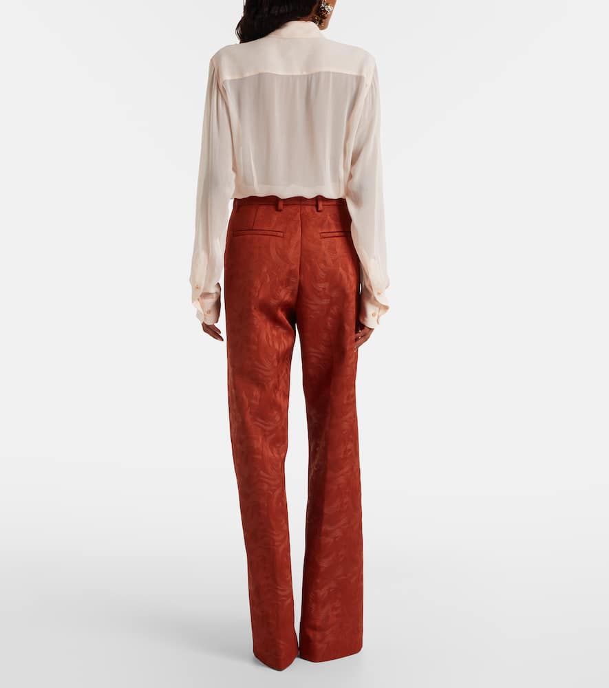 Dries Van Noten Jacquard Straight Pants In Orange