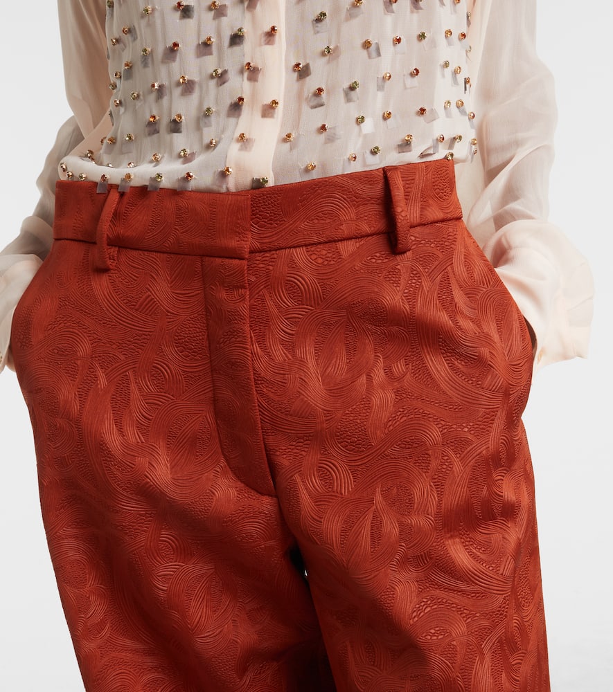 Dries Van Noten Jacquard Straight Pants In Orange