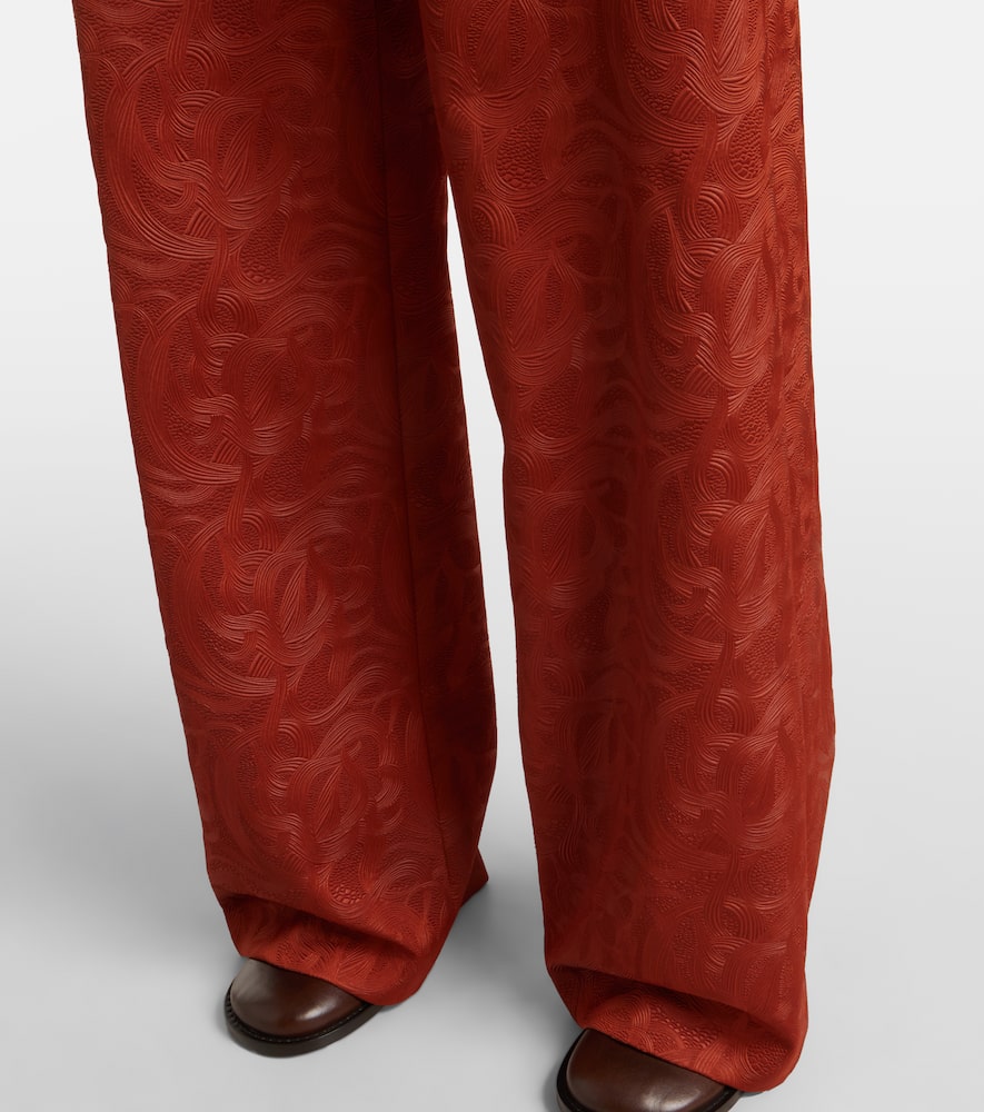 Dries Van Noten Jacquard Straight Pants In Orange