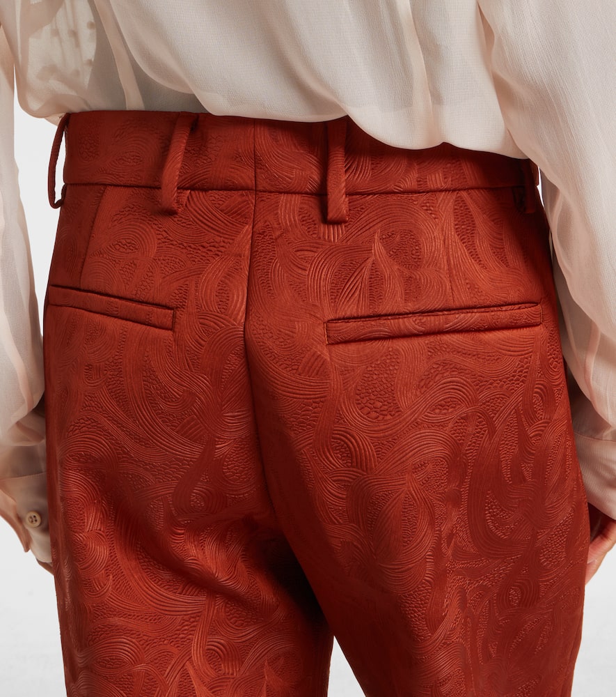 Dries Van Noten Jacquard Straight Pants In Orange