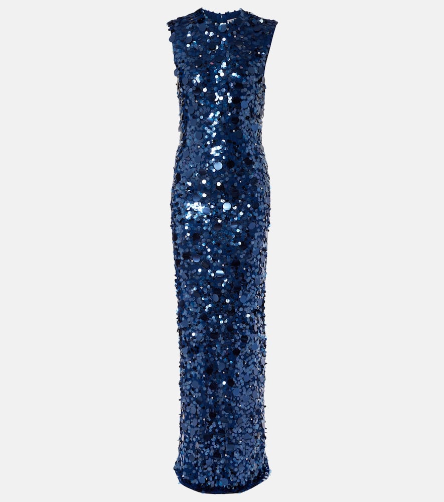 Carolina Herrera Sequined Gown In Blue