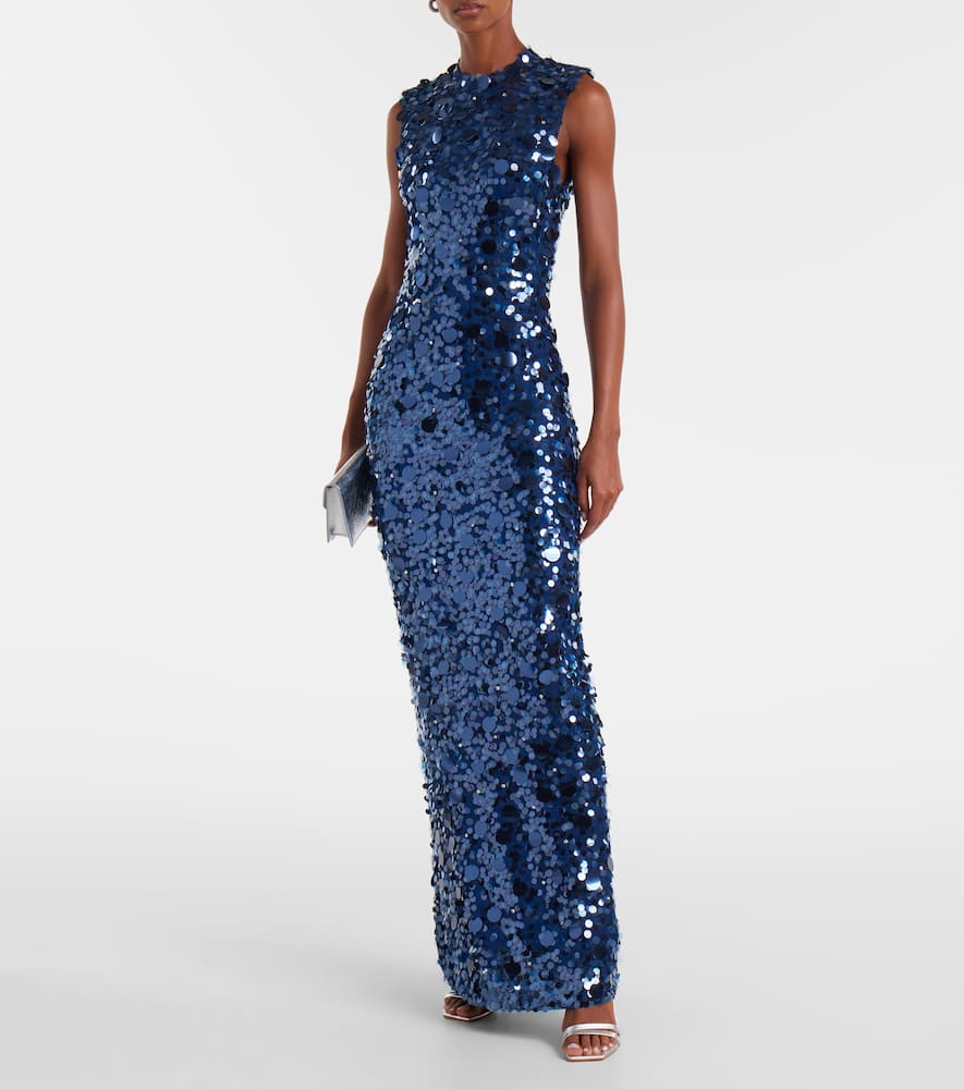 Carolina Herrera Sequined Gown In Blue