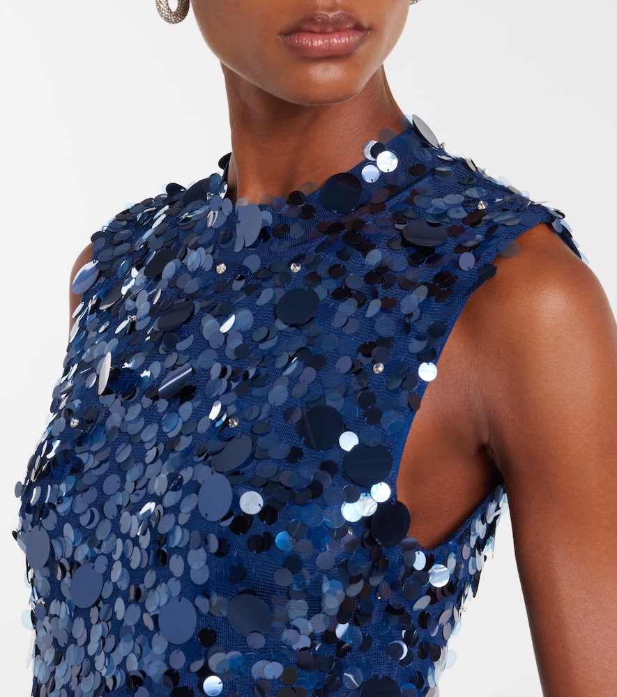 Carolina Herrera Sequined Gown In Blue