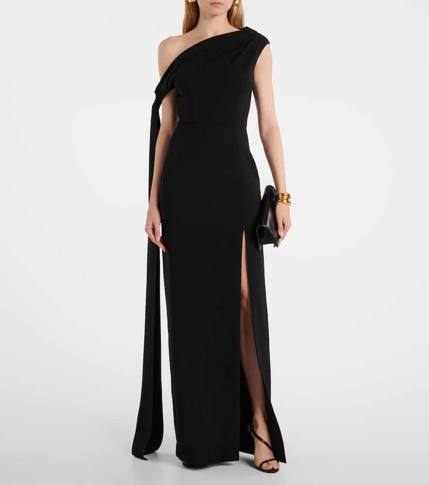 Solace London Irina Scarf-detail Crepe Gown In Black