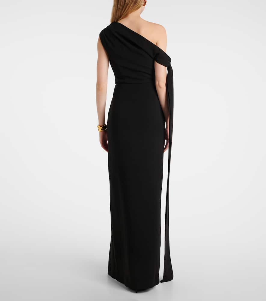 Solace London Irina Scarf-detail Crepe Gown In Black