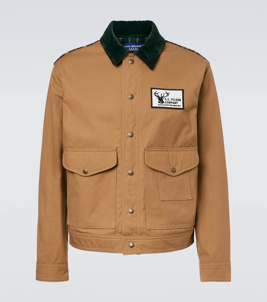 Junya Watanabe Cotton Oxford X Wool Nylon Check Filson Jacket In Brown