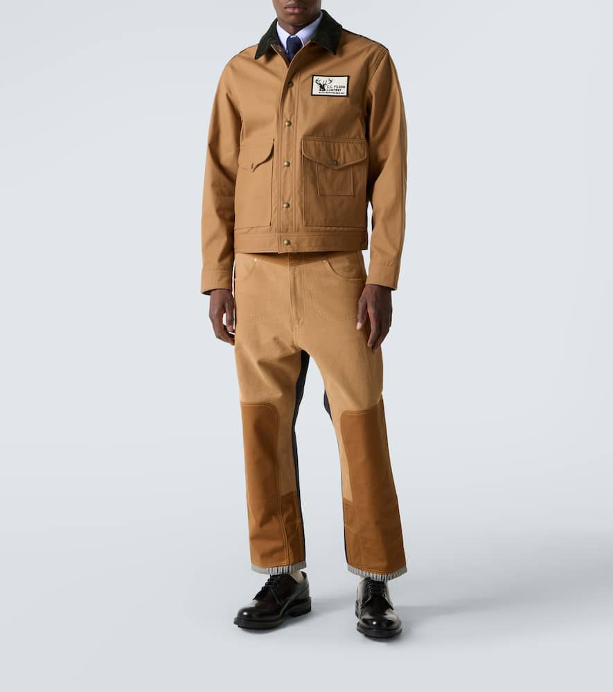Junya Watanabe Cotton Oxford X Wool Nylon Check Filson Jacket In Brown