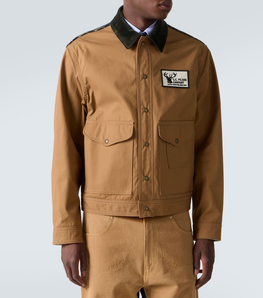 Junya Watanabe Cotton Oxford X Wool Nylon Check Filson Jacket In Brown