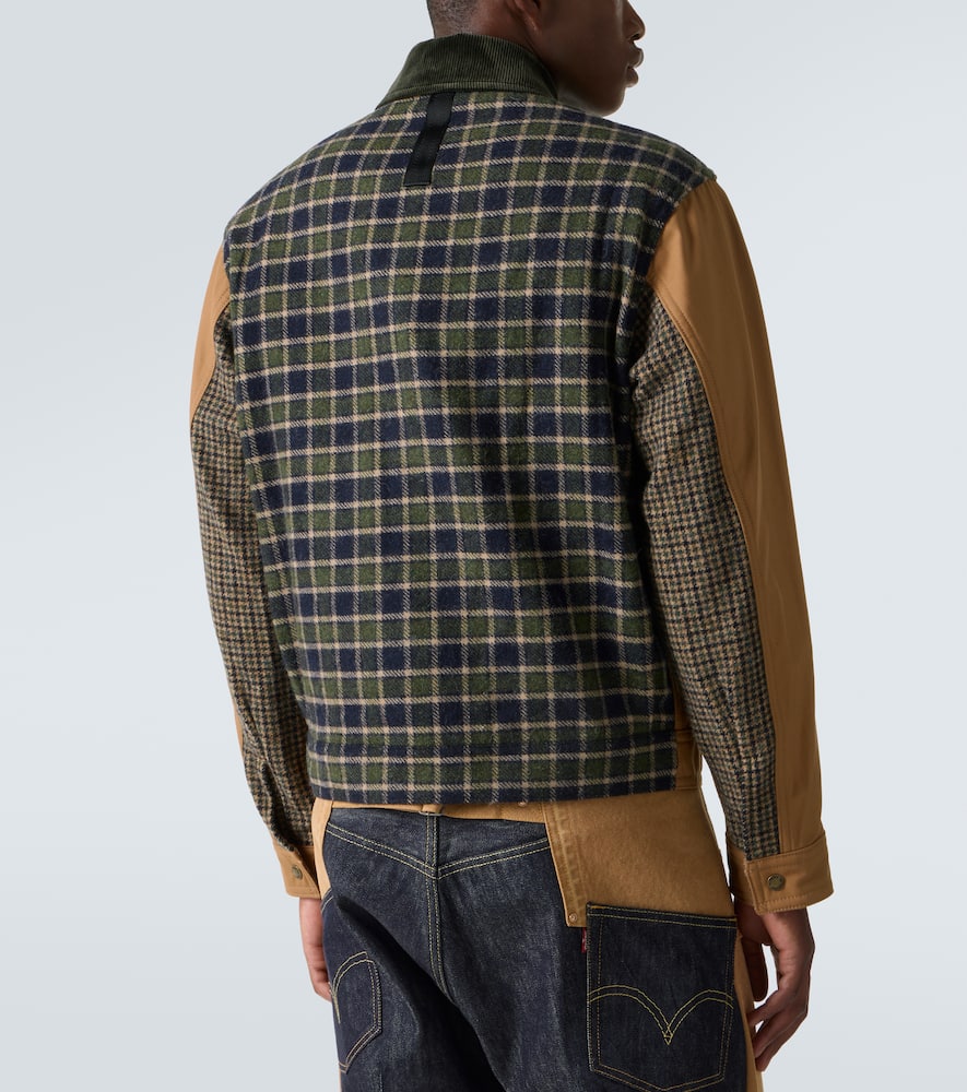 Junya Watanabe Cotton Oxford X Wool Nylon Check Filson Jacket In Brown