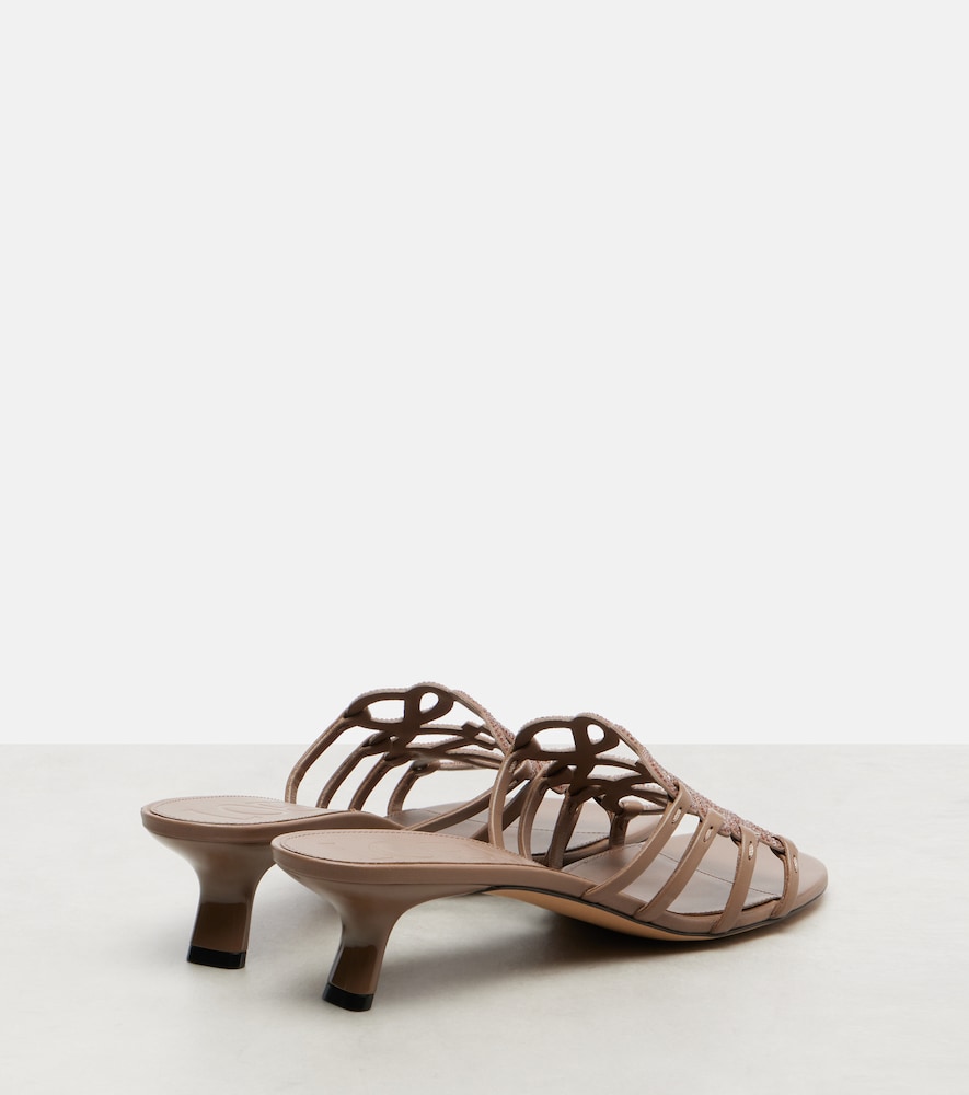  Loewe Loewe Petal Anagram Embellished Suede Mules 