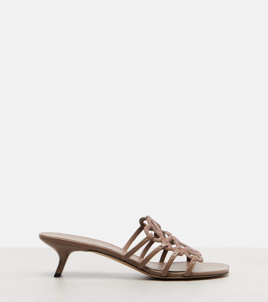  Loewe Loewe Petal Anagram Embellished Suede Mules 