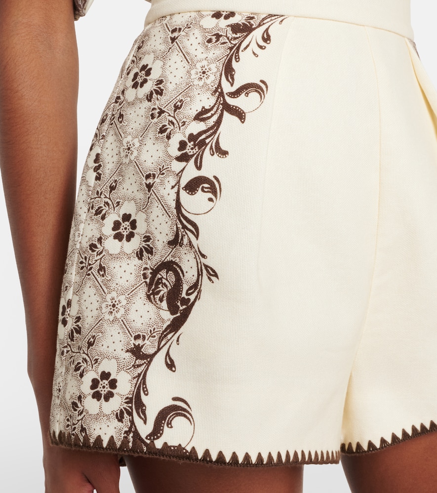  Alemais Alã©mais Printed Linen And Cotton Shorts 