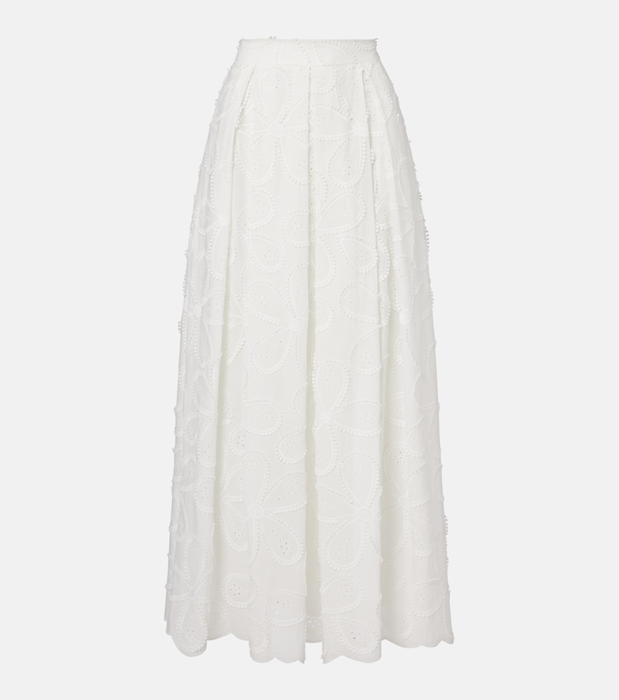 Elie Saab Embroidered cotton-blend maxi skirt