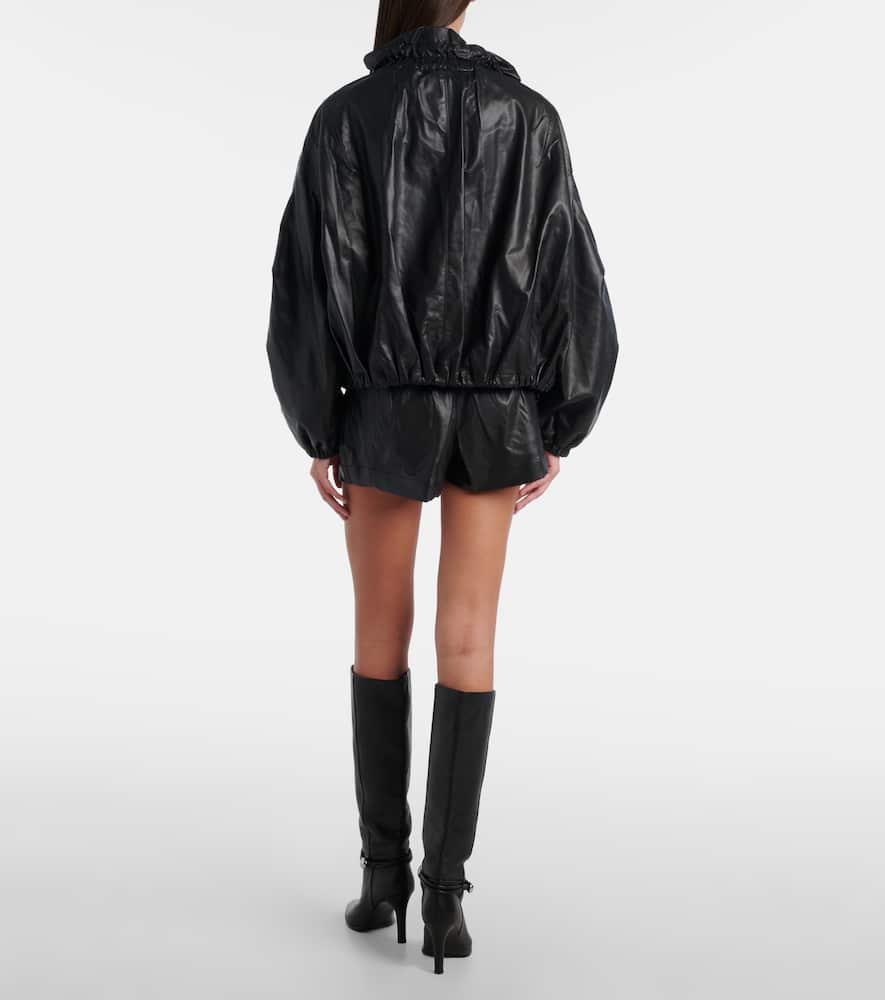 Isabel Marant Étoile Naline Paperbag Waist Faux Leather Shorts In Animal Print