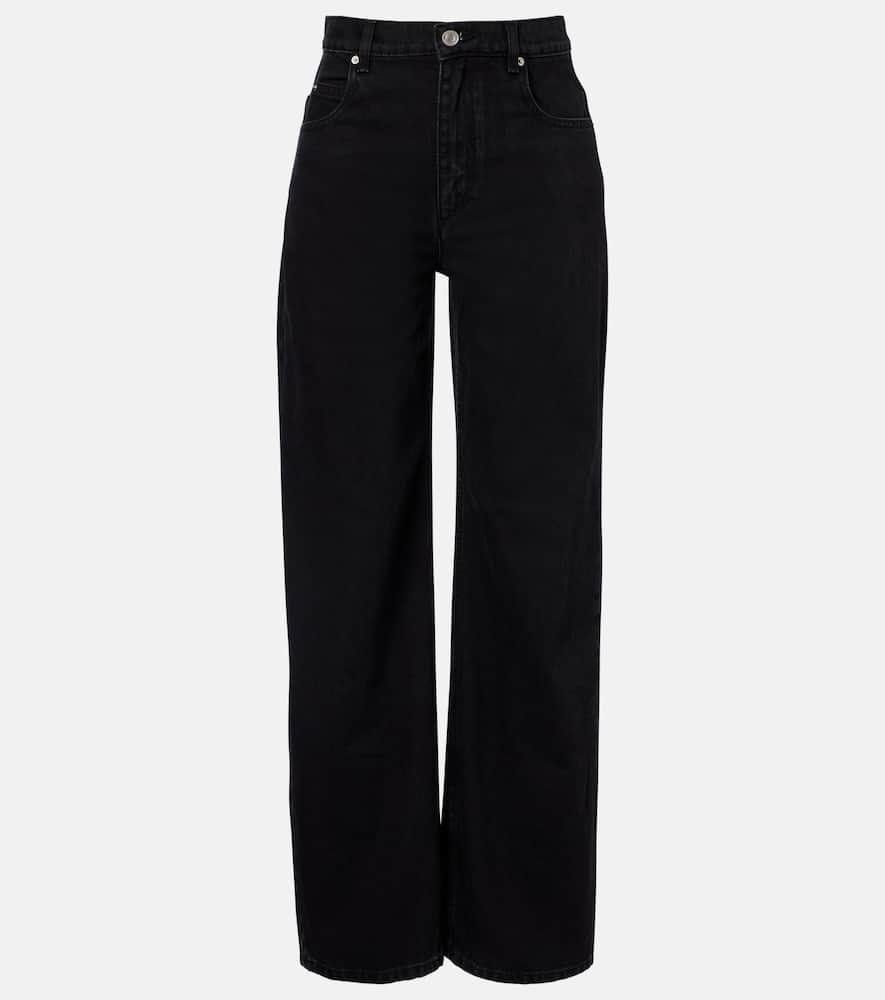 Isabel Marant Distressed Denim Trousers With Wide-leg Design In Black