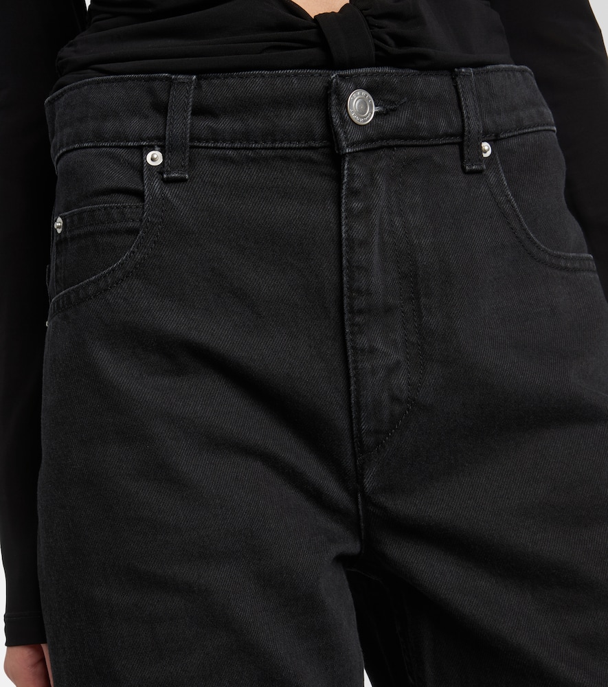 Isabel Marant Distressed Denim Trousers With Wide-leg Design In Black