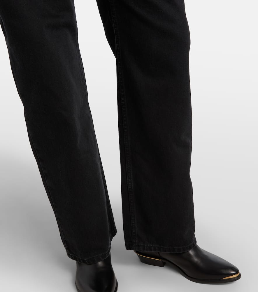 Isabel Marant Distressed Denim Trousers With Wide-leg Design In Black