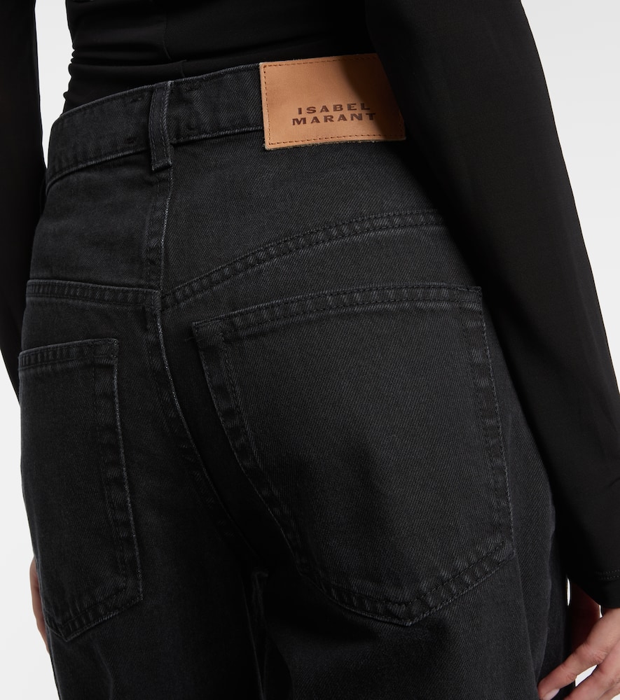 Isabel Marant Distressed Denim Trousers With Wide-leg Design In Black