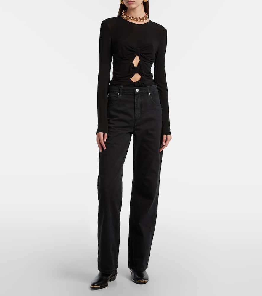 Isabel Marant Distressed Denim Trousers With Wide-leg Design In Black