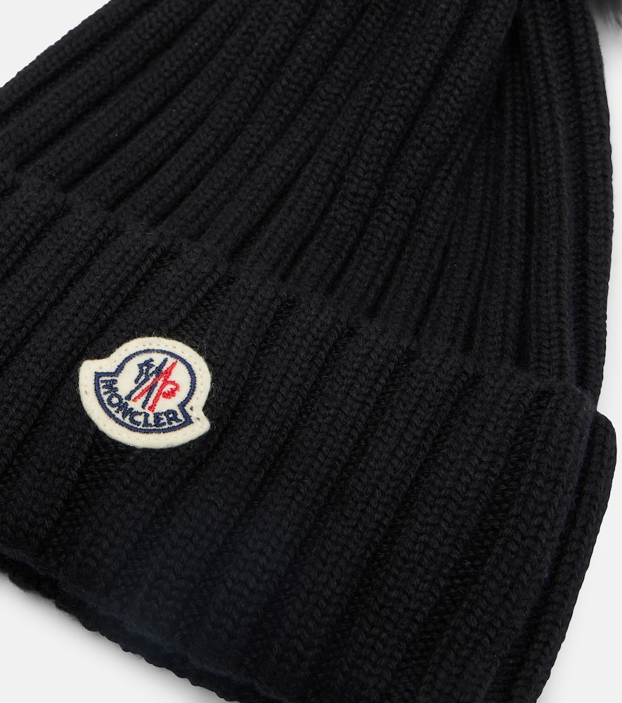  Moncler Moncler Ribbed-knit Virgin Wool Beanie 