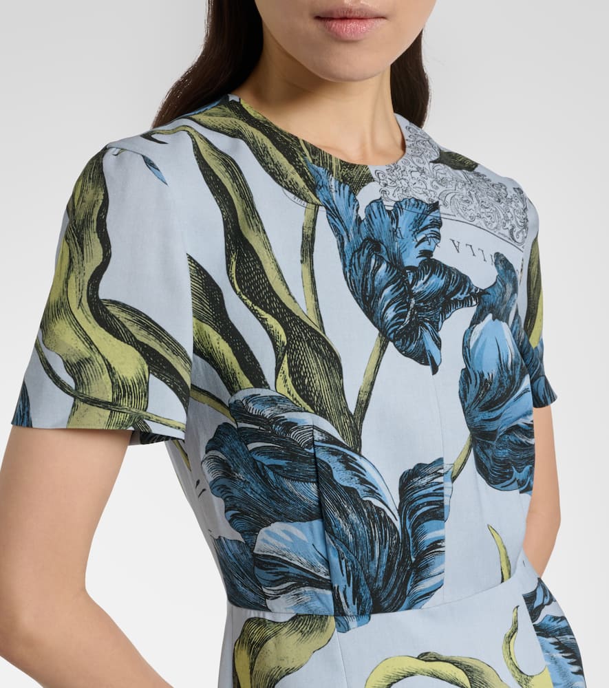 Erdem Floral Midi Dress In Blue