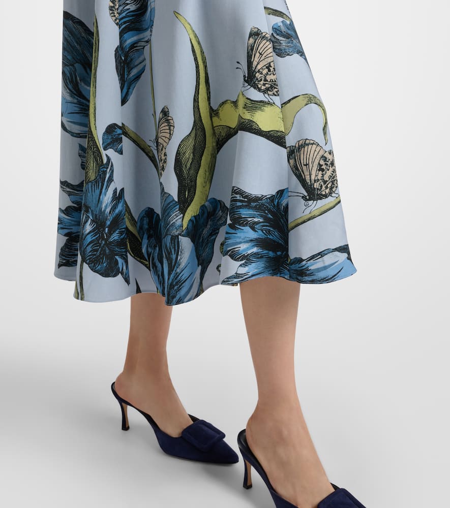 Erdem Floral Midi Dress In Blue