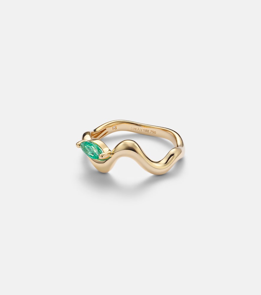 Shay Jewelry 18kt yellow gold ring with emeralds