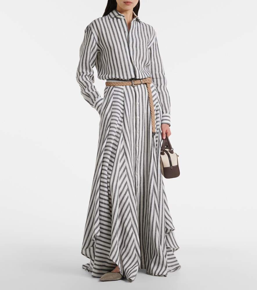 Ralph Lauren Collection Shamus striped linen maxi skirt