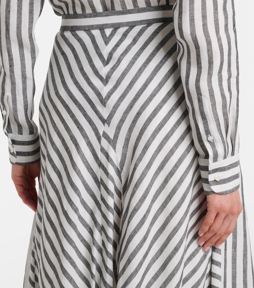  Ralph Lauren Collection Ralph Lauren Collection Shamus Striped Linen Maxi Skirt 