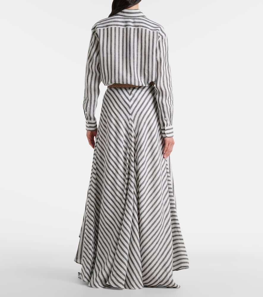  Ralph Lauren Collection Ralph Lauren Collection Shamus Striped Linen Maxi Skirt 