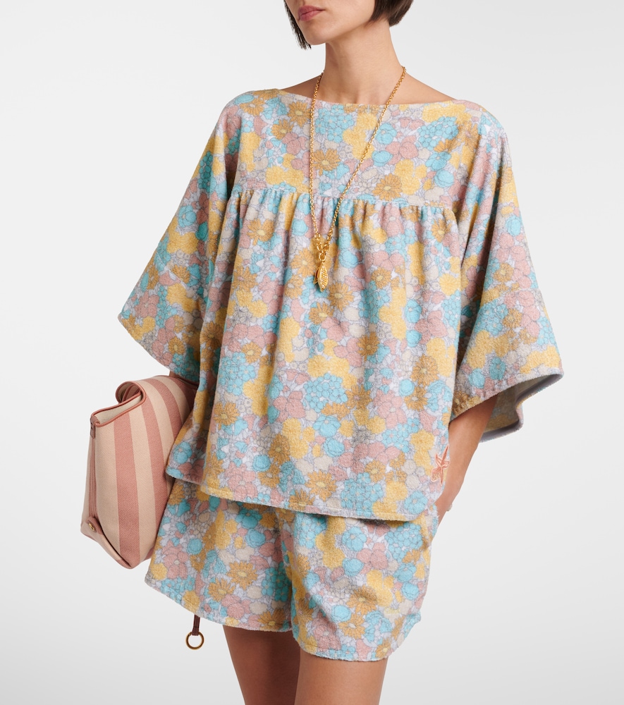 Chloé Floral gathered cotton top