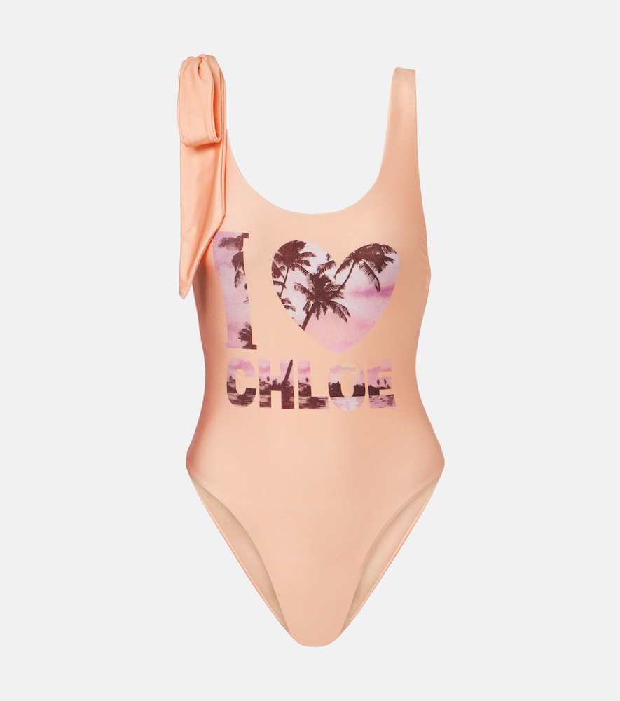 Chloé Printed Swimsuit In Orange