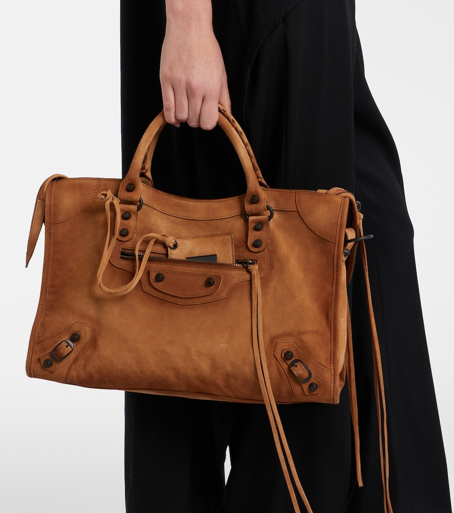 Balenciaga Le City Medium suede top-handle bag