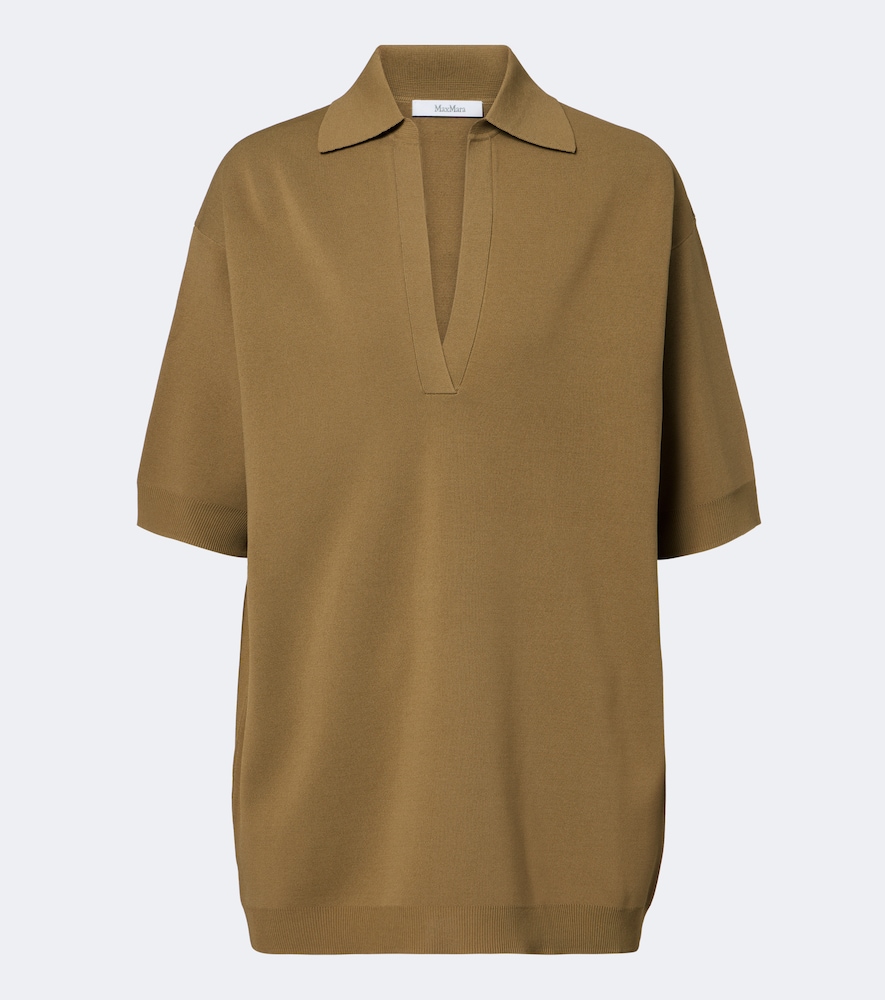 Max Mara Oversized Knitted Polo Shirt In Metallic