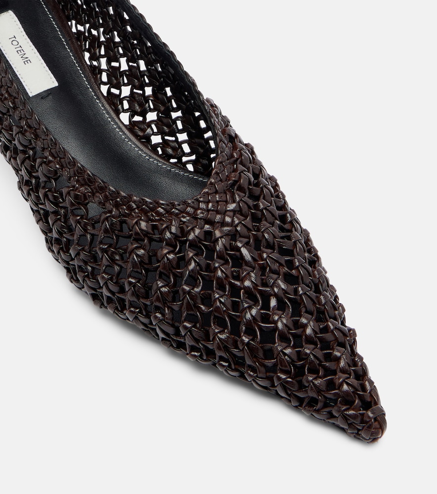 Sharp Woven Leather Pumps