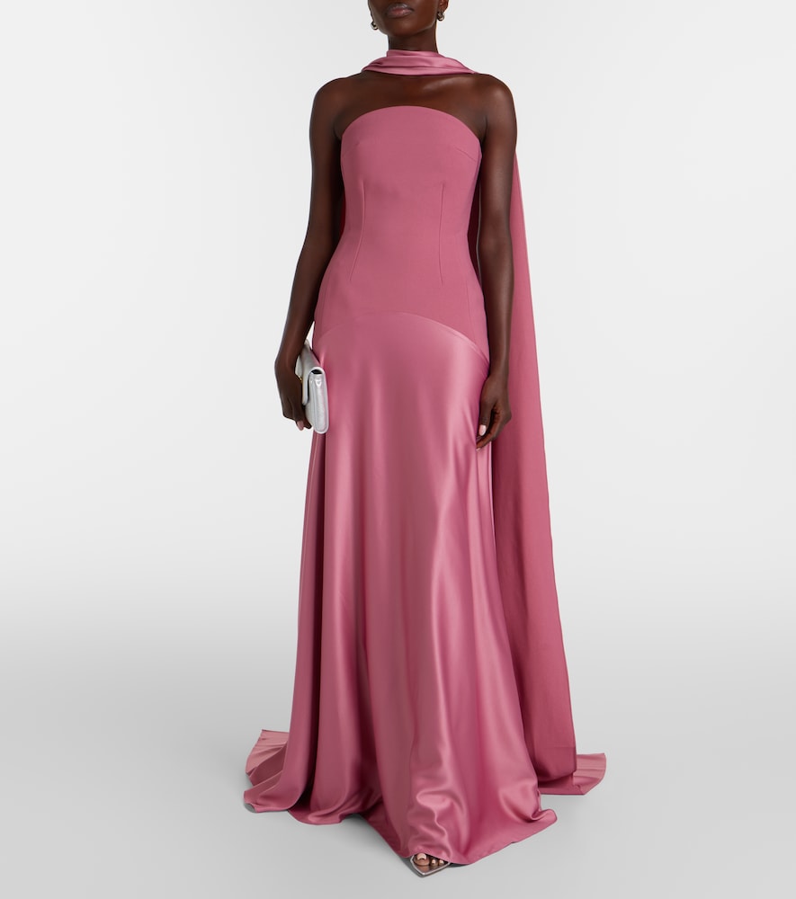 Solace London Mae satin-paneled bustier gown