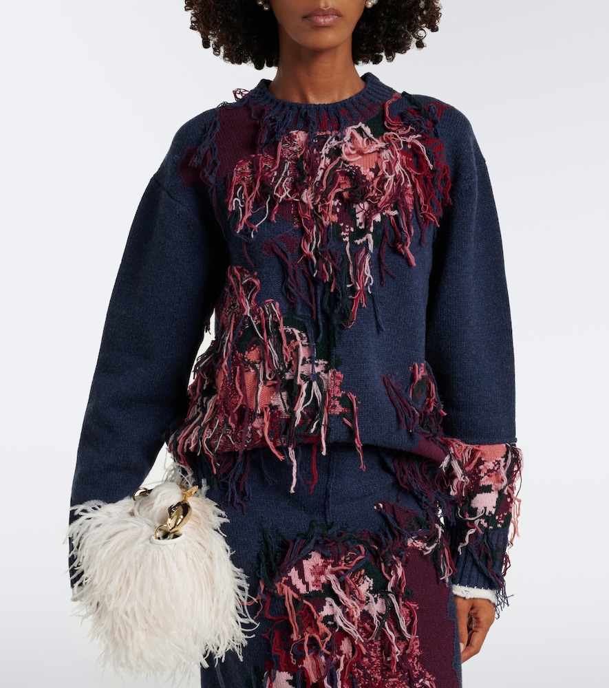 Fringed Intarsia Sweater