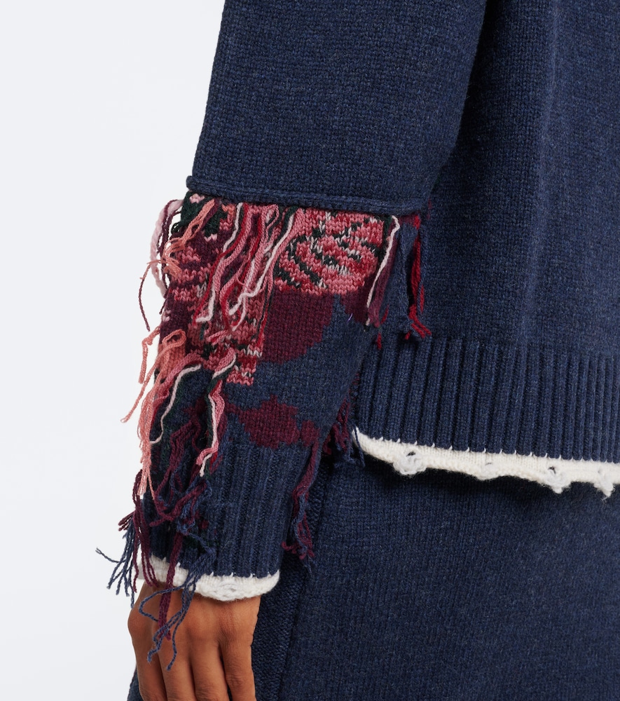Fringed Intarsia Sweater