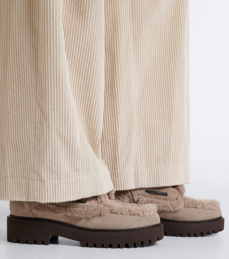 Monili Shearing-Lined Suede Lace-Up Boots