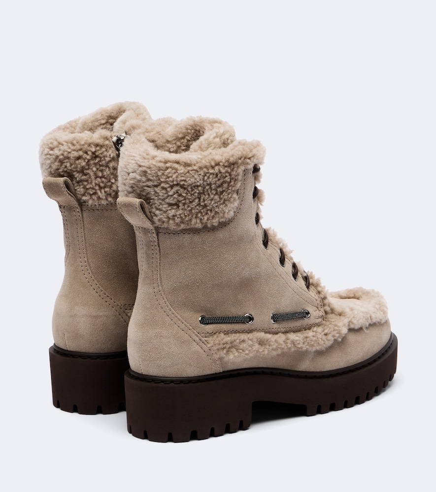 Monili Shearing-Lined Suede Lace-Up Boots