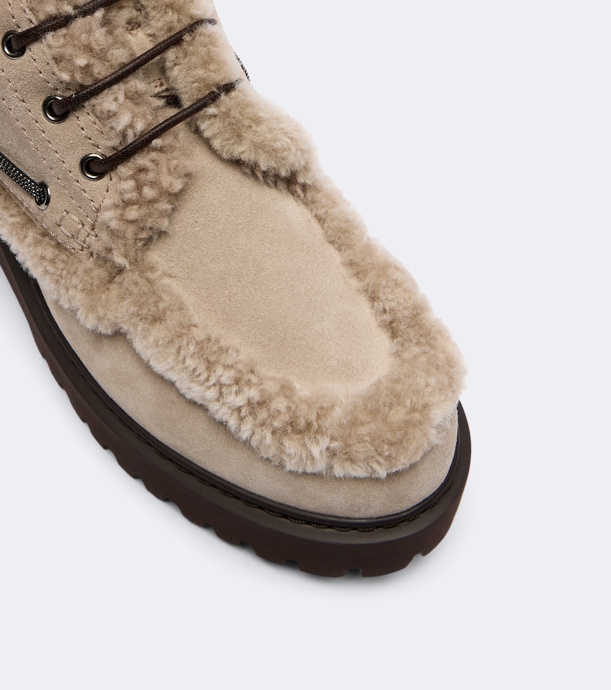 Monili Shearing-Lined Suede Lace-Up Boots