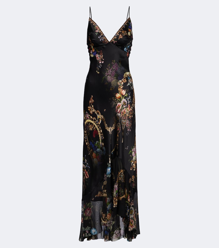 Camilla Robe nuisette en satin de soie fleurs 815$